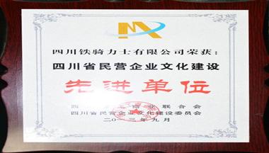 鐵騎力(li)士集(ji)團(tuán)被評爲(wei)“四川省民(mín)營(ying)齊(qi)業文(wén)化建(jian)設(shè)先(xian)進(jin)單(dan)位”